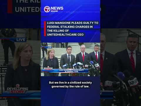 Luigi Mangione pleads guilty to federal stalking charges in the killing of UnitedHealthcare CEO — YouTube video thumbnail