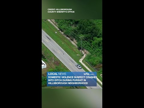 Domestic violence suspect crashes into ditch during pursuit in Hillsborough neighborhood — YouTube video thumbnail