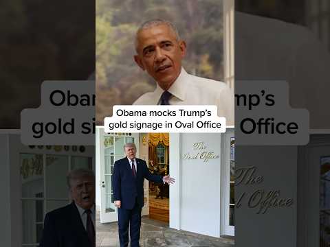Obama mocks Trump’s gold signage in Oval Office — YouTube video thumbnail